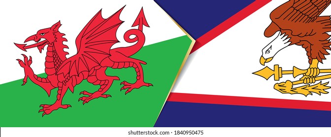Wales and American Samoa flags, two vector flags symbol of relationship or confrontation.