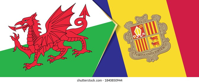 Banderas de Gales y Andorra, dos banderas vectoriales símbolo de relación o confrontación.