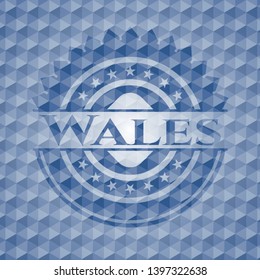 Wales blue emblem with geometric pattern. Vector Illustration. Detailed.