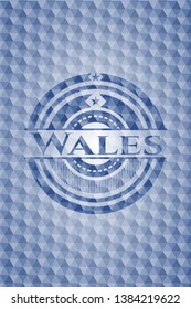 Wales blue hexagon badge. Vector Illustration. Detailed.