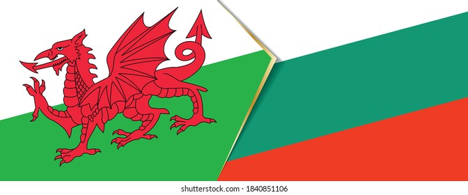Banderas de Gales y Bulgaria, dos banderas vectoriales símbolo de relación o confrontación.