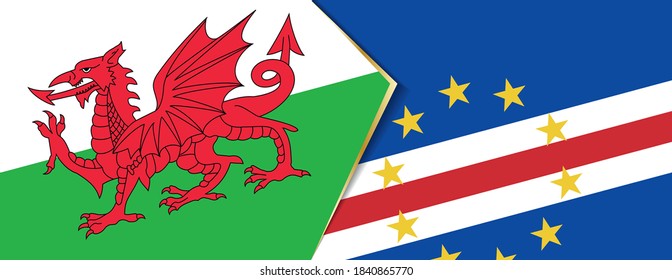 Wales and Cape Verde flags, two vector flags symbol of relationship or confrontation.