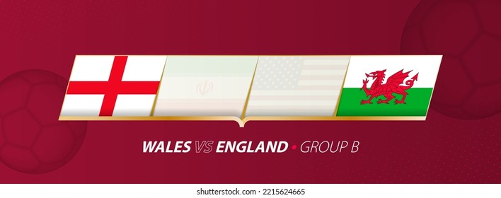 Wales - England Fußballspiel-Illustration in Gruppe A. Vektorfahnen.