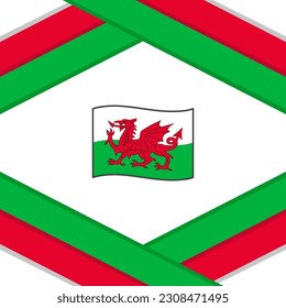 Plantilla de diseño de fondo de resumen de la bandera de Gales. Banner en medios sociales del Día de la Independencia de Gales. Plantilla de Wales
