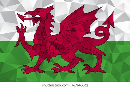 Wales flag. Abstract Polygon Geometric Shape Background. Vector eps10.
