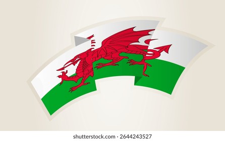 Wales Flag in Abstract Ribbon Shape, National Symbol of the Wales. This vector is ideal for use in national events, Independence Day, international sports competitions.