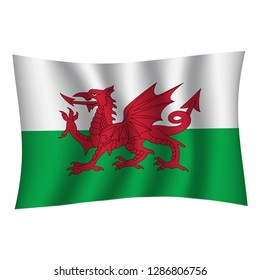Wales flag background with cloth texture. Wales Flag vector illustration eps10. - Vector