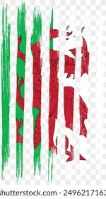 Wales flag brush paint textured isolated on png or transparent background. vector illustration  