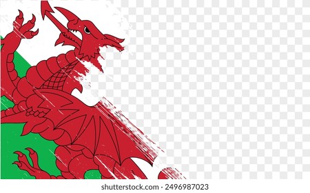 Wales flag brush paint textured isolated on png or transparent background. vector illustration  