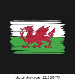 Wales Flag Brush Strokes Painted