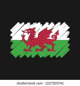 Wales Flag Brush Vector Illustration