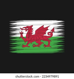 Wales Flag Brush Vector Illustration