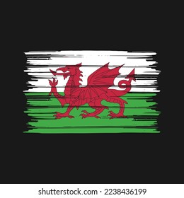 Wales Flag Brush Vector Illustration