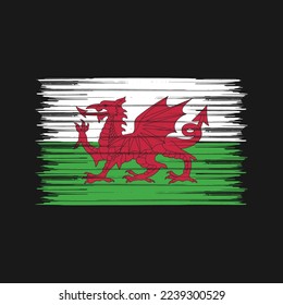 Wales Flag Brush Vector Illustration