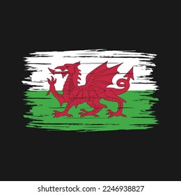 Wales Flag Brush Vector Illustration