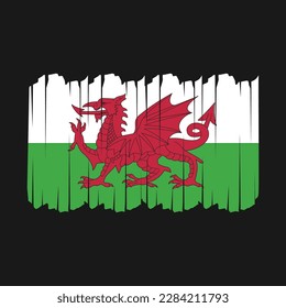 Wales Flag Brush Vector Illustration