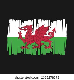 Wales Flag Brush Vector Illustration
