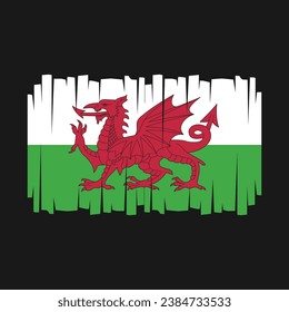 Vektorgrafik der Wales-Flagge mit Pinselstrich