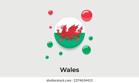 Wales-Flagge-Blase Kreis um Form Symbol bunte Vektorgrafik