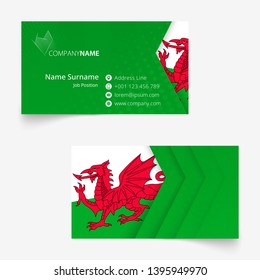 Wales Flag Business Card, standard size (90x50 mm) business card template with bleed under the clipping mask.