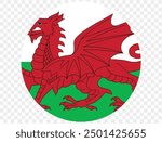 Wales flag button on png or transparent background. vector illustration. 