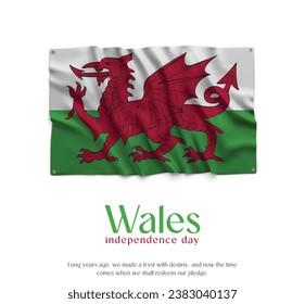 Wales Flag, Celebrating Independence Day. Abstract waving flag on white background Country Flag.