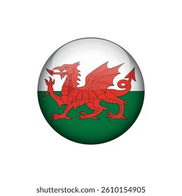 Wales Flag Circle Button Vector Template