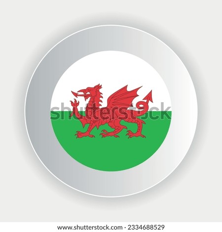 Wales flag in circle shape. official colors and proportions correctly. Vector illustration. eps 10.