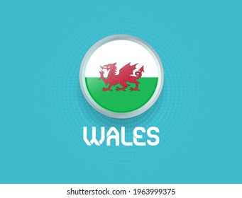 Wales flag for Euro 2020 event. Football Euro 2020.	