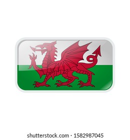 Wales flag in the form of glossy button can be used for independence day or other events isolated on white background. vector design illustration EPS 10