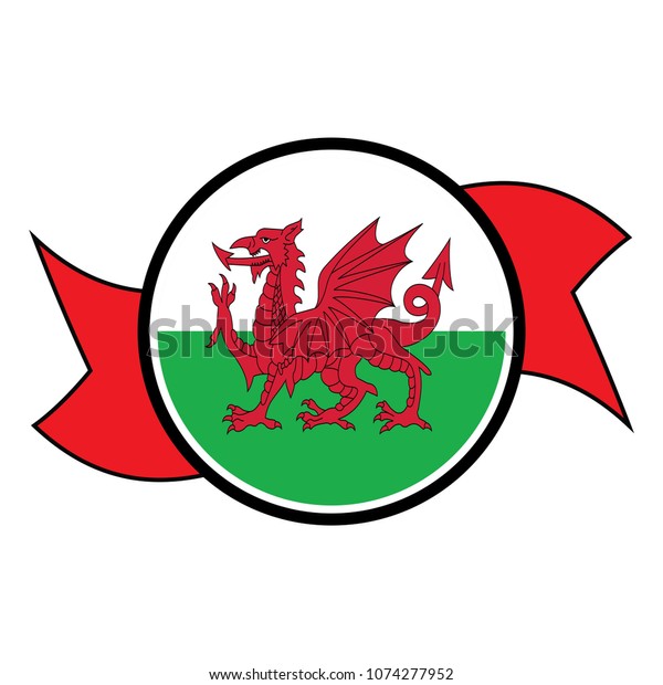 Wales Flag Glossy Round Button Icon Stock Vector Royalty Free 1074277952