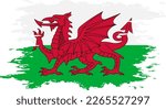 Wales flag grunge brush color image, vector