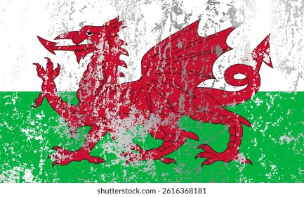 Wales flag with grunge effect.