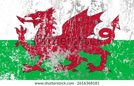 Wales flag with grunge effect.