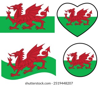 Wales Flag icon. national flag of principality wales. flat style.