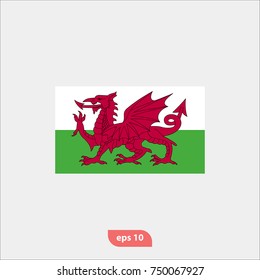 Wales flag icon, national symbol, flat vector and trendy illustration sign
