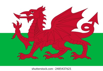 Ilustración de la bandera de Gales Diseño de Vector