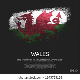 Wales Flag Made Of Glitter Sparkle Brush Paint Vector