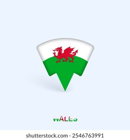 Wales Flag Map Pointer Design with Shadow. Vector illustrator.
