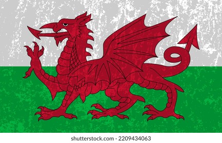 Wales flag, official colors and proportion. Vector illustration.