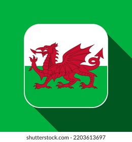 Wales flag, official colors. Vector illustration.
