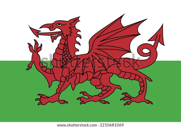 Wales Flag Official Colors Vector Illustration Stock Vector (Royalty ...