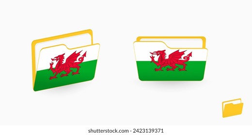 Indicador de Gales en dos tipos de icono de carpeta. Ilustración vectorial.