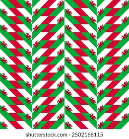 wales flag pattern design. chevron background. vector illustration
