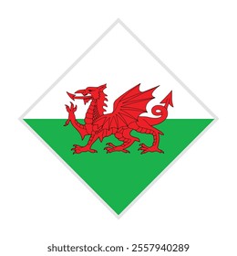 wales flag - rhombus shape icon on white background	