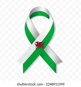 Wales flag stripe ribbon vector illustration on a transparent background vector image (PNG).