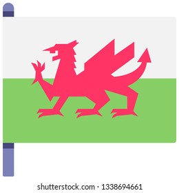 Wales flag vector illustration in flat color design