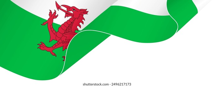 Wales flag wave isolated on png or transparent background vector illustration.