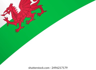 Wales flag wave isolated on png or transparent background vector illustration.