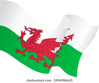 Wales flag wave isolated on png or transparent background vector illustration.